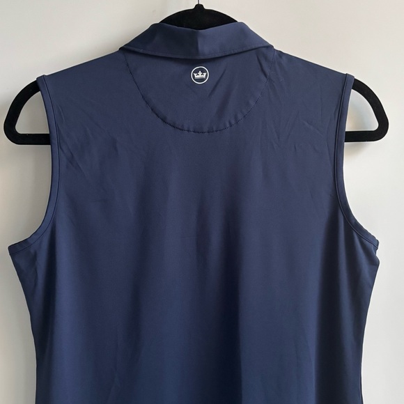 Peter Millar Golf Banded Sport Sleeveless Button Golf Shirts in Navy Blue Medium - Picture 6 of 17